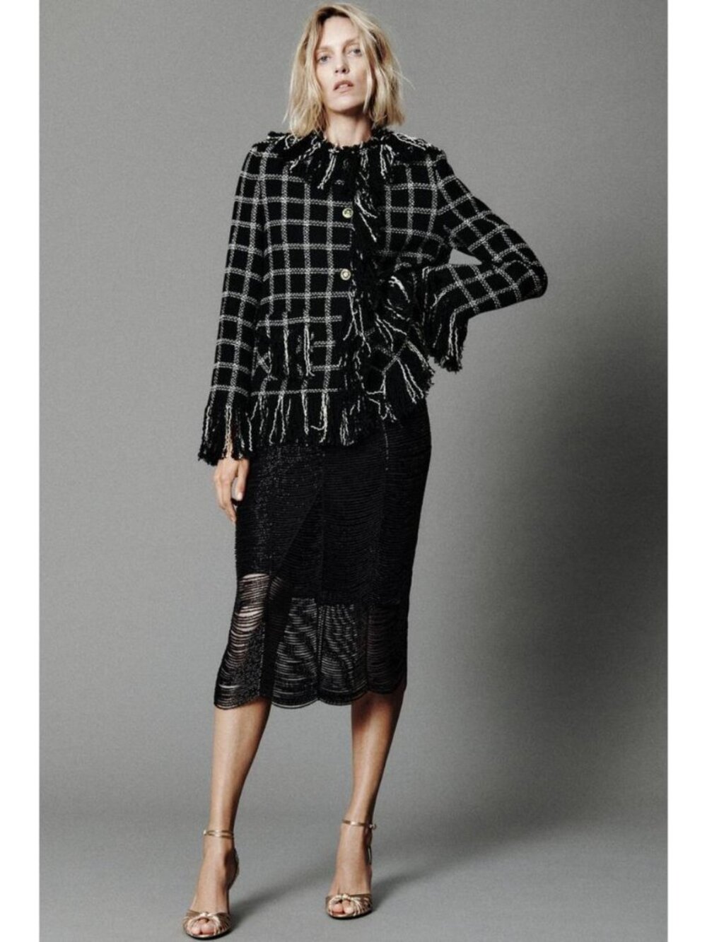 ZARA FRINGED MIDI SKIRT - Picture 2 of 4
